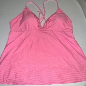 EUC Vineyard Vines Micro Stripe Tankini Top Knockout Pink Size Large